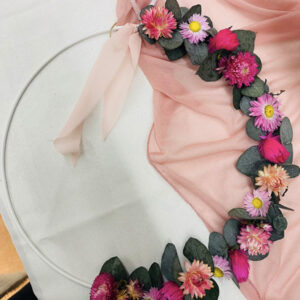 Couronne fleurie GREEN PINK 35cm